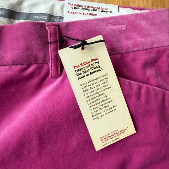 Express Editor Flare Trouser Pants Pink Velvet Size 10 Y2K Career Classic Office - Picture 4 of 12